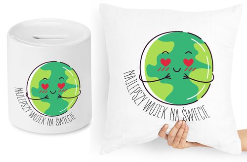 Dla Wujka Zestaw Poduszka + Skarbonka Prezent Z Nadrukiem Ze Zdjęciem na Arena.pl