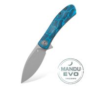 Nóż Składany Trollsky Knives Mandu EVO  Grey 14C28N Blue Turtle G10