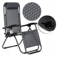 Leżak Plażowy Ogrodowy Składany Zero Gravity Stoliczek Antracyt