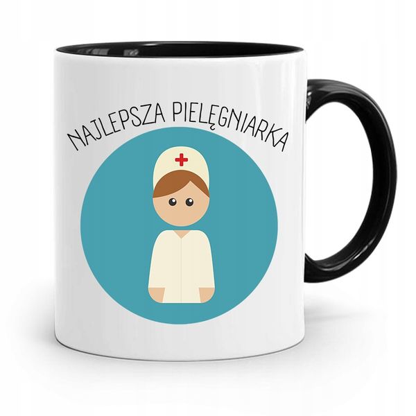 Kubek Czarny Prezent Dla Najlepszej Pielęgniarki Z Nadrukiem Ze Zdjęciem zdjęcie 1