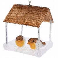 DOMEK DLA PTAKÓW DEKORACJA LED 185X165X230MM BRĄZOWY DASZEK 1067704