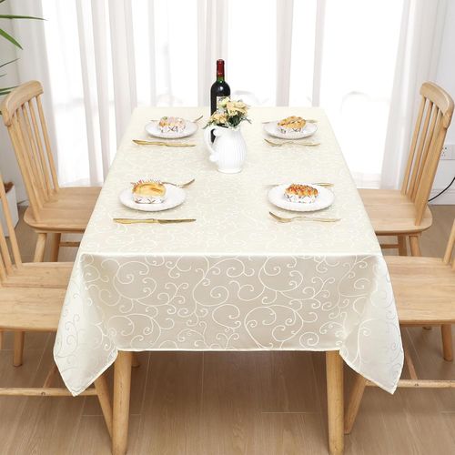 Obrus Żakardowy Plamoodporny Zmywalny 100x140 cm Beżowy Zestaw 2 Sztuki na Arena.pl