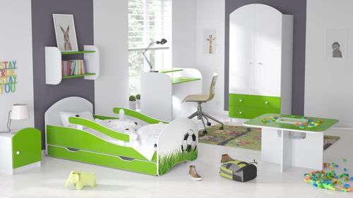 Łóżko dziecięce LEO 140x70 biało-limonkowe na Arena.pl