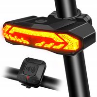 LAMPKA ROWEROWA Z KIERUNKOWSKAZAMI ŚWIATŁO MIGACZE LED LAMPA USB + PILOT
