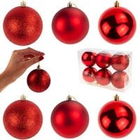 BOMBKI CZERWONE ZESTAW BOMBEK CHOINKOWYCH 6cm 6SZT NIETŁUKĄCE BOMBKA NA CHOINKĘ