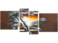 120CM 55 OBRAZ 4 ELEM DRZEWO TLE ZACHODZĄCEGO SŁOŃCA ŚCIENNY
