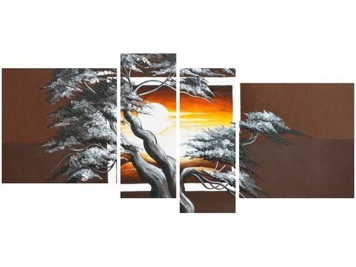 120CM 55 OBRAZ 4 ELEM DRZEWO TLE ZACHODZĄCEGO SŁOŃCA ŚCIENNY na Arena.pl