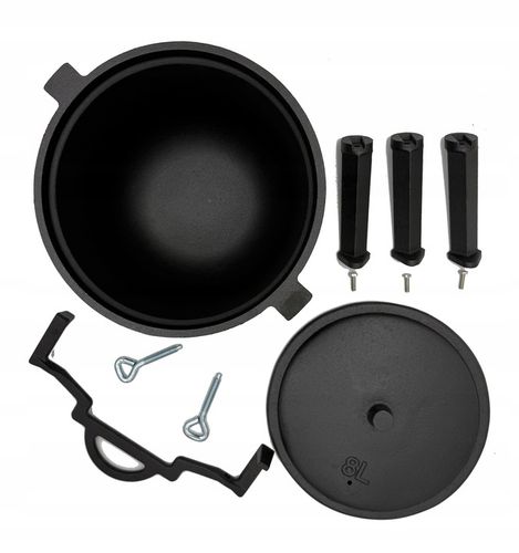 KOCIOŁEK ŻELIWNY 8L WISZĄCY GARNEK MYŚLIWSKI DO PIECZONEK OGNISKO IRON na Arena.pl