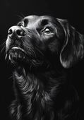 Plakat 70x100cm Portret Zwierząt do Salonu Pokoju | Labrador 2 | Czarno Bia