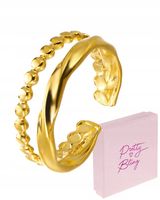 Pierścionek damski POZŁACANY podwójny zdobiony STAL CHIRURGICZNA ozdobny