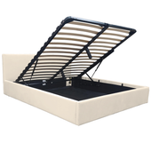 Łóżko tapicerowane z pojemnikiem 160x200 Velio stelaż zagłówek kremowe