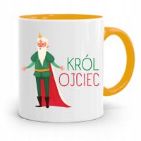 Kubek Żółty Prezent Na Dzień Ojca Król Ojciec Z Nadrukiem Ze Zdjęciem