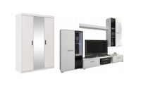 Zestaw Mebli Meblościanka + Szafa 3 drzwiowa z lustrem Biały