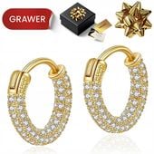 ZŁOTE KOLCZYKI DAMSKIE 585 Z KRYSZTAŁAMI SWAROVSKI GRAWER PREZENT DLA ŻONY
