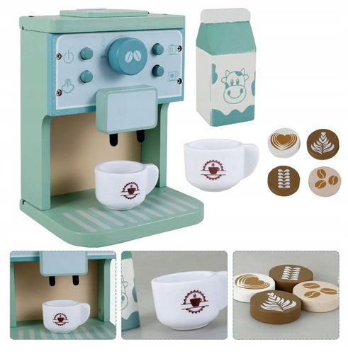 EKSPRES DO KAWY DREWNIANY DLA DZIECI AKCESORIA KUCHENNE FILIŻANKI MLEKO AGD na Arena.pl
