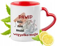 Dla Dawida Kubek Czerwony Z Uszkiem W Kształcie Serca Na Prezent