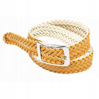 Pasek damski pleciony skóra ekologiczna 3,5cm żółty