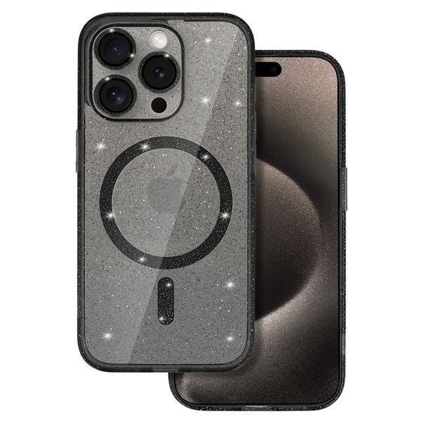 Glitter Magsafe Case do Iphone 15 Pro Max czarny clear zdjęcie 1