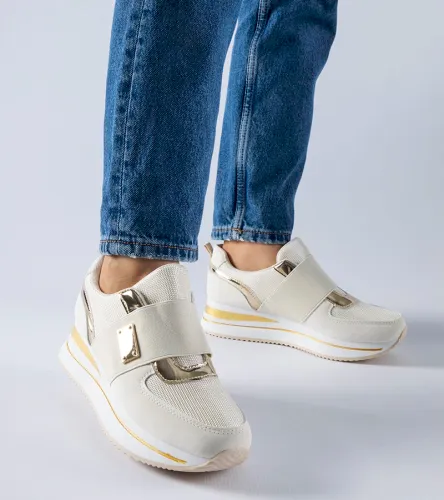 Beżowe wsuwane sneakersy na platformie Sages 40 na Arena.pl