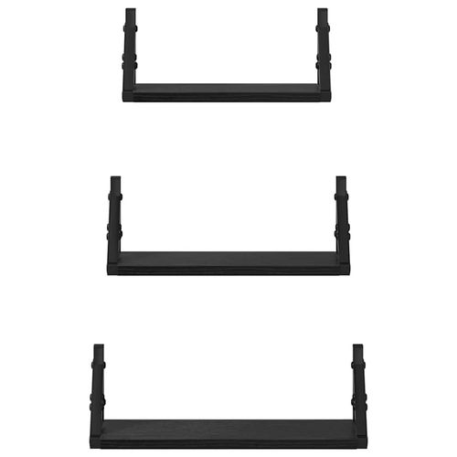 Zestaw półek ściennych z półką 3 pcs Czarny dąb 37 x 12 x 13 cm na Arena.pl