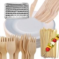 Zestaw 278 sztuk na grilla piknik tacka aluminiowa sztućce talerze 25 osób