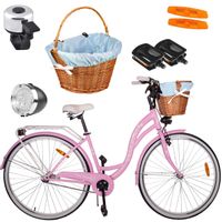 Rower Miejski MalTrack Citybike Dreamer 1-speed Pink 28" + Koszyk Niebieski