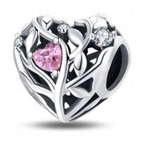 Zawieszka SREBRO 925 Koralik Charms Ażurowe Serce z Gałązkami
