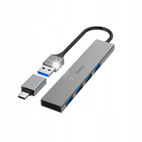 Hub HAMA Premium USB 3.2 + Adapter USB-C 4x USB-A Ultra slim 5Gbit/s