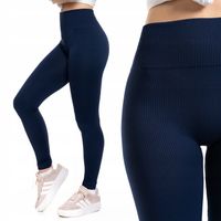 Legginsy Prążkowane Damskie z Wysokim Stanem Modne Sportowe MORAJ L/XL