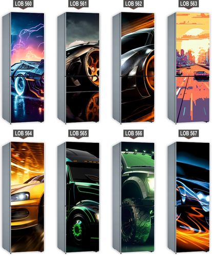 Naklejka samoprzylepna okleina na lodówkę 210x70 cm wyścigi samochodowe na Arena.pl