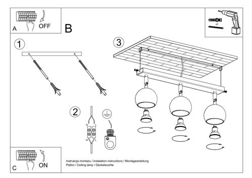 LAMPA sufitowa SL.0439 metalowa OPRAWA listwa SPOT regulowane kule balls biale na Arena.pl