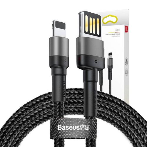 kabel lightning usb (dwustronny) baseus cafule 2,4a 1m (szaro-czarny) na Arena.pl