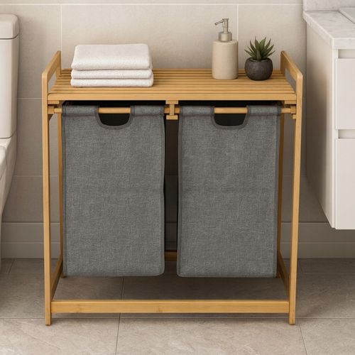 KOSZ na pranie BAMBUSOWY 2-komorowy EKO bielizna ŁAZIENKA worki na Arena.pl