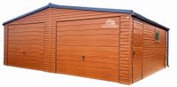 GARAŻ BLASZANY 7M X 6M POZIOM - 2X BRAMA + DRZWI - DREWNOPODOBNY GB235