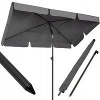 DUŻY PARASOL BALKONOWY PROSTOKĄTNY ŁAMANY OGRODOWY UV+ ANTRACYT 200x130 cm