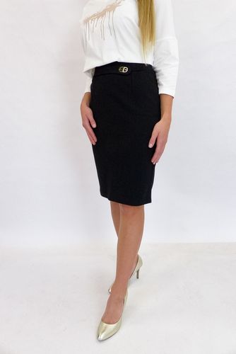 Czarna Bawełniana Ołówkowa Spódnica z Ozdobną Sprzączką L na Arena.pl
