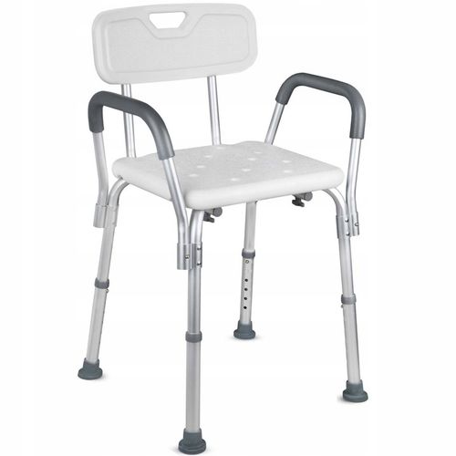 TABORET POD PRYSZNIC KRZESŁO PRYSZNICOWE STOŁEK ALUMNIOWY OPARCIE UCHWYTY na Arena.pl