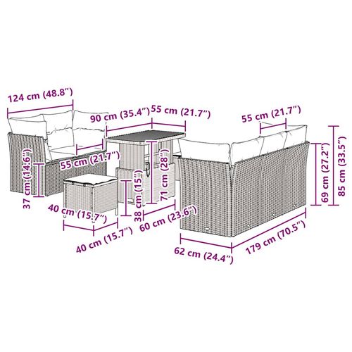 Zestaw Sof na Ogród 8 pcs Szary polirattan na Arena.pl