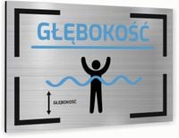 Tabliczka znak informacyjny 20x15 Srebrna GŁĘBOKOŚĆ Nierdzewna NADRUK UV