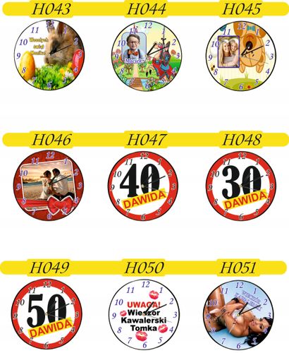 ZEGAR ścienny PREZENT duży wybór wzorów + IMIONA DATA twój tekst na Arena.pl