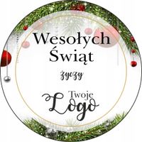 naklejki ŚWIĄTECZNE z życzeniami twoim LOGO 50szt