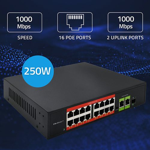 Qoltec SWITCH PoE 16xRJ45 Fast Ethernet + Uplink na Arena.pl