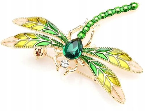 Broszka retro boho WAŻKA z cyrkoniami owad pin  F68_F_Zielony na Arena.pl
