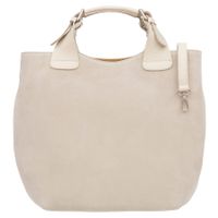 VERA PELLE torebka damska zamszowa shopper duża z paskiem V680 kremowa