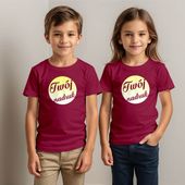 Dziecięca bawełniana koszulka z Twoim nadrukiem - burgundowa 7-8