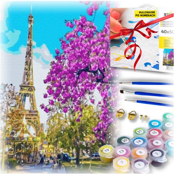 Zestaw do malowania po numerach - wieża Eiffla zdjęcie 1