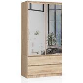 Szafa do sypialni, 2 szuflady, lustro, DORMI, 90x51x180 cm,  | TYLETEGOTU