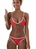 DAMSKI STRÓJ KĄPIELOWY PLAŻOWY CZERWONY DWUCZĘŚCIOWY STRINGI SEXY M