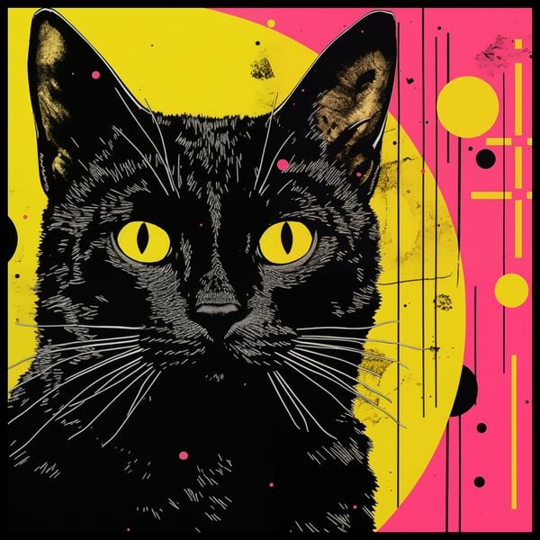 Plakat 100x100cm Neonowy Kocur zdjęcie 2