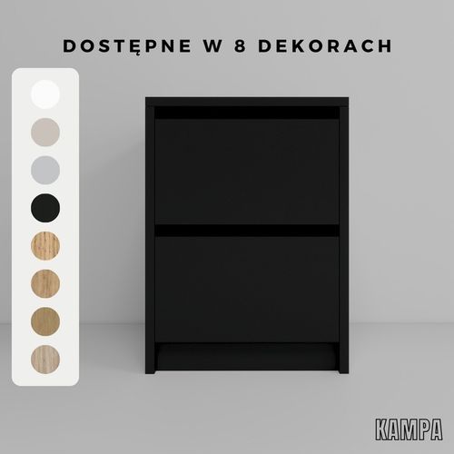 Praktyczna Szafka Nocna CZARNA 2 szuflady stolik nocny loft 42x52x43cm na Arena.pl